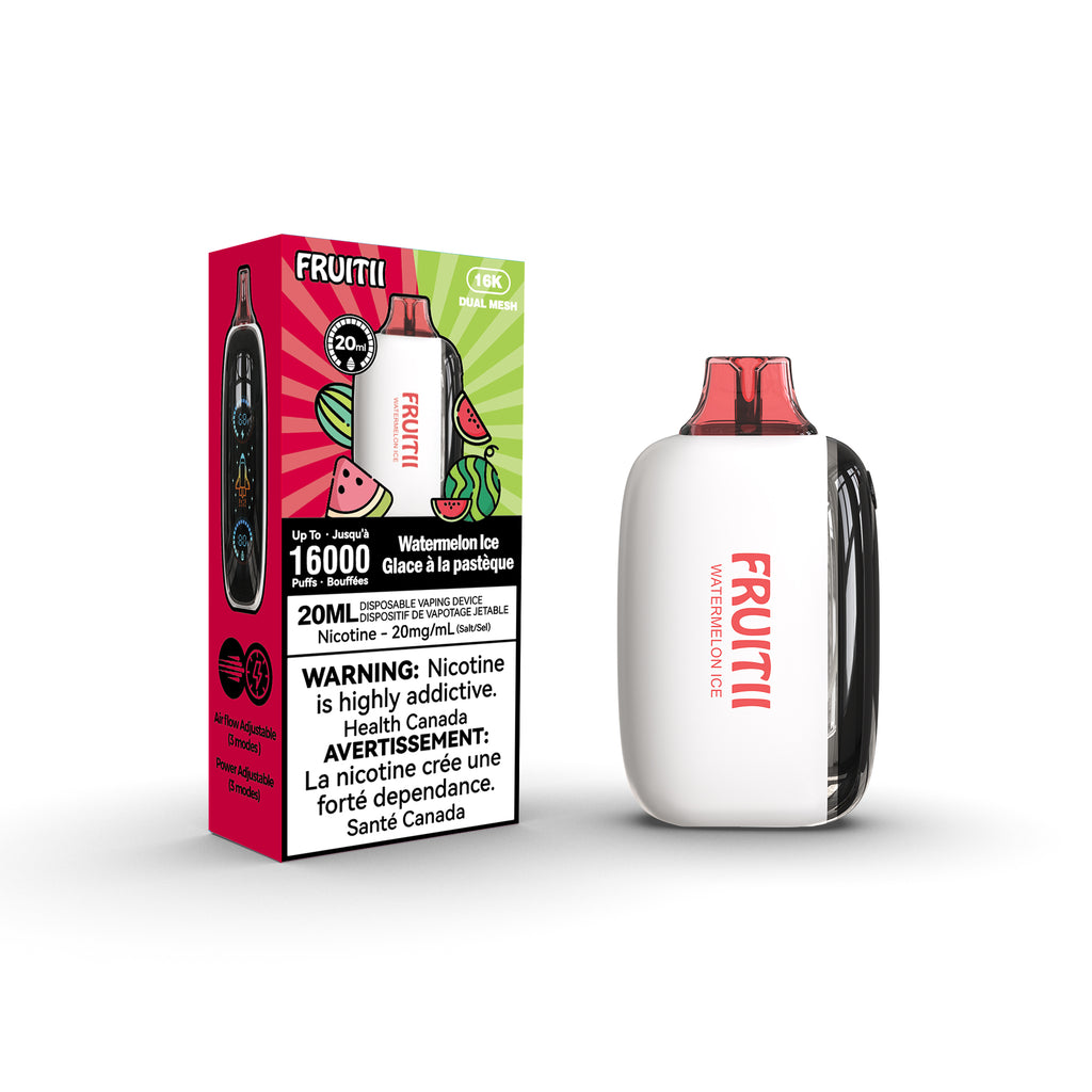 fruitii vape watermelon ice flavour packaging and device image on white background